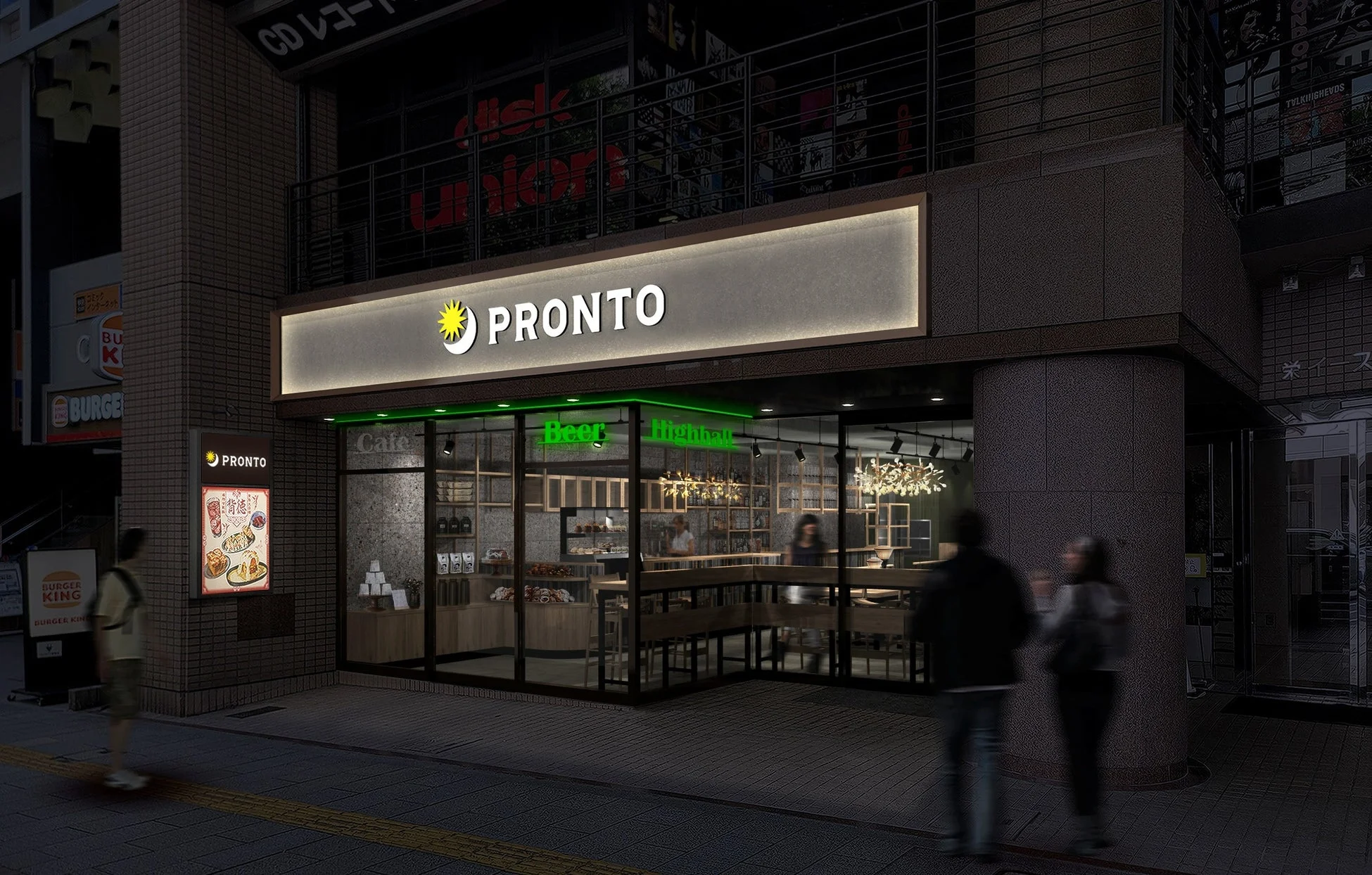 PRONTO 名古屋栄店の夜の外観