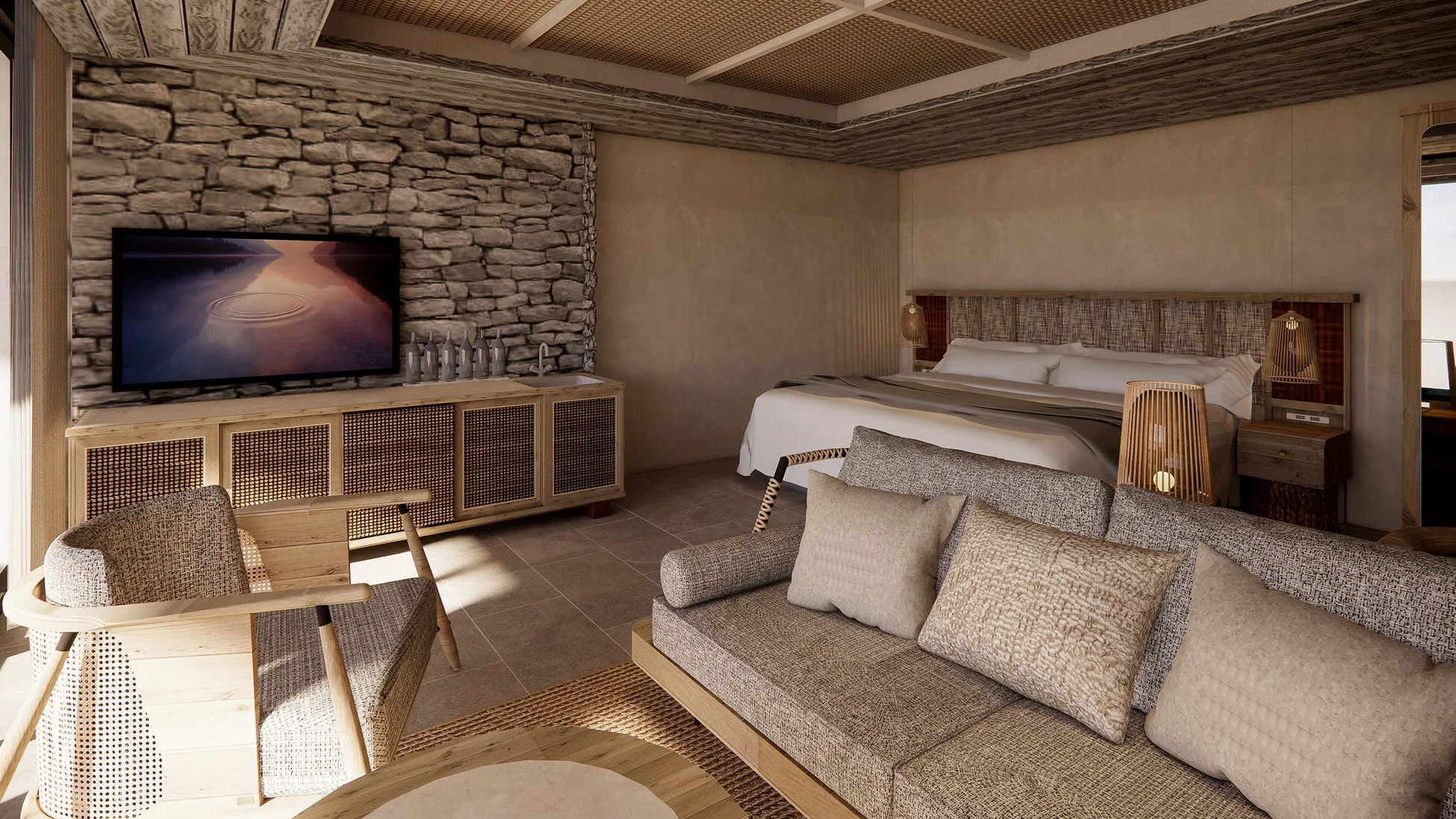 プールヴィラスイート 寝室