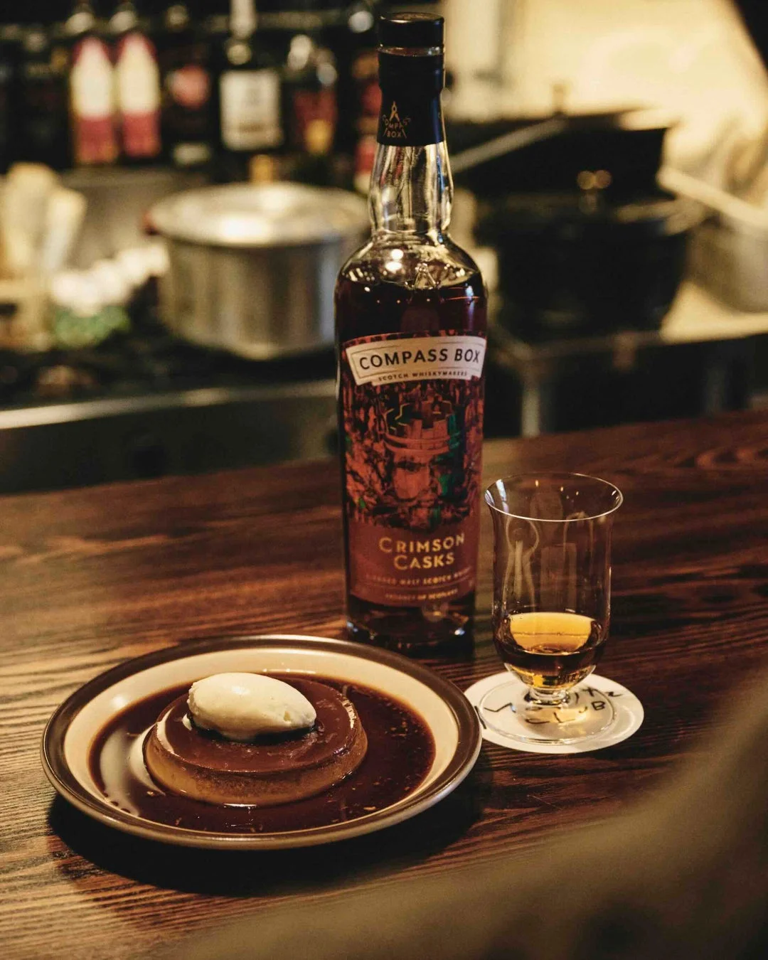 森田倶楽部のプリンとウイスキー