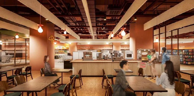 モダンなカフェまたはフードコート