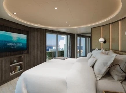 豪華な寝室とバルコニー