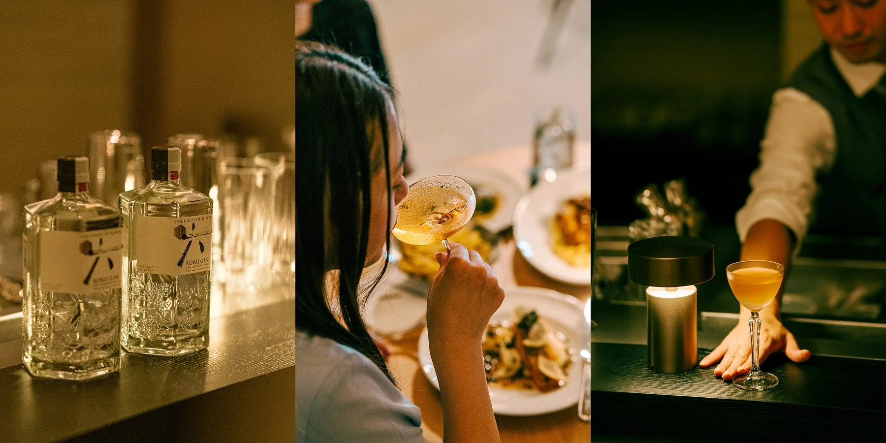 ROKU GINのボトルとバーの雰囲気