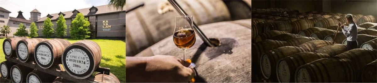 カバラン蒸留所の樽とテイスティング風景