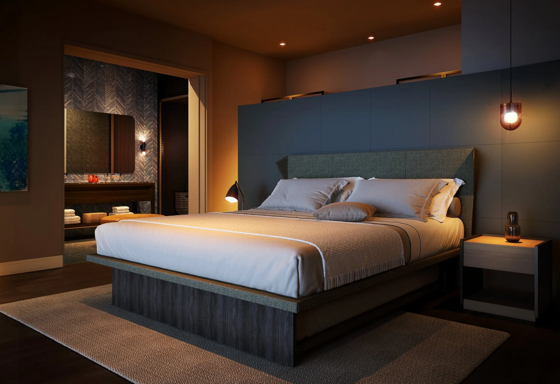 モダンで高級感のある寝室