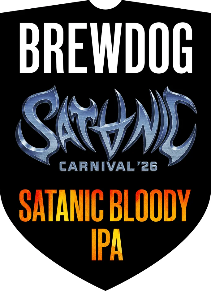 ブルードッグの「SATANIC BLOODY IPA」というビールのラベルデザイン